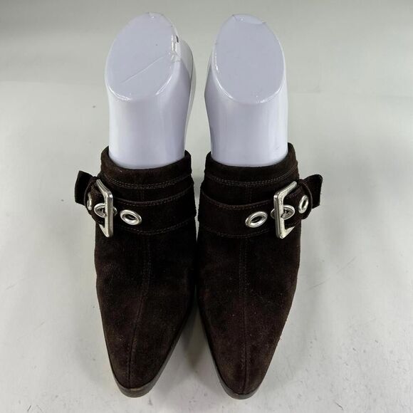 YSL Yves Saint Laurent Women's Rive Gauche Mules Size 37 High Heels Buckle Shoes - Picture 3 of 11
